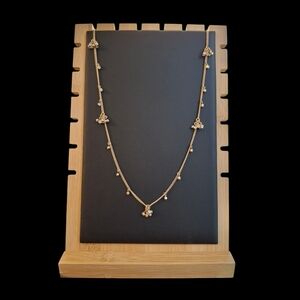 Banana Republic Gold Tone Necklace Minimalist Design with Crystal Accents